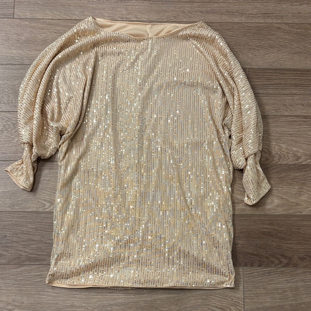 Sequin Gold Shift Dress